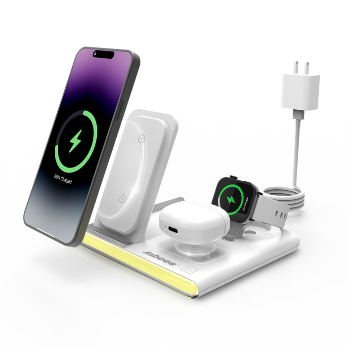 Jabees PowerGlow faltbares 4-in-1-Wireless-Ladegerät mit LED-Licht
