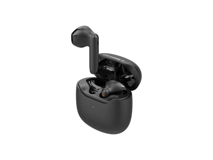 Écouteurs Techancy KP2709 TWS Bluetooth 5.3, 10 m, 5 h de musique, boîtier 320 mAh, noirs