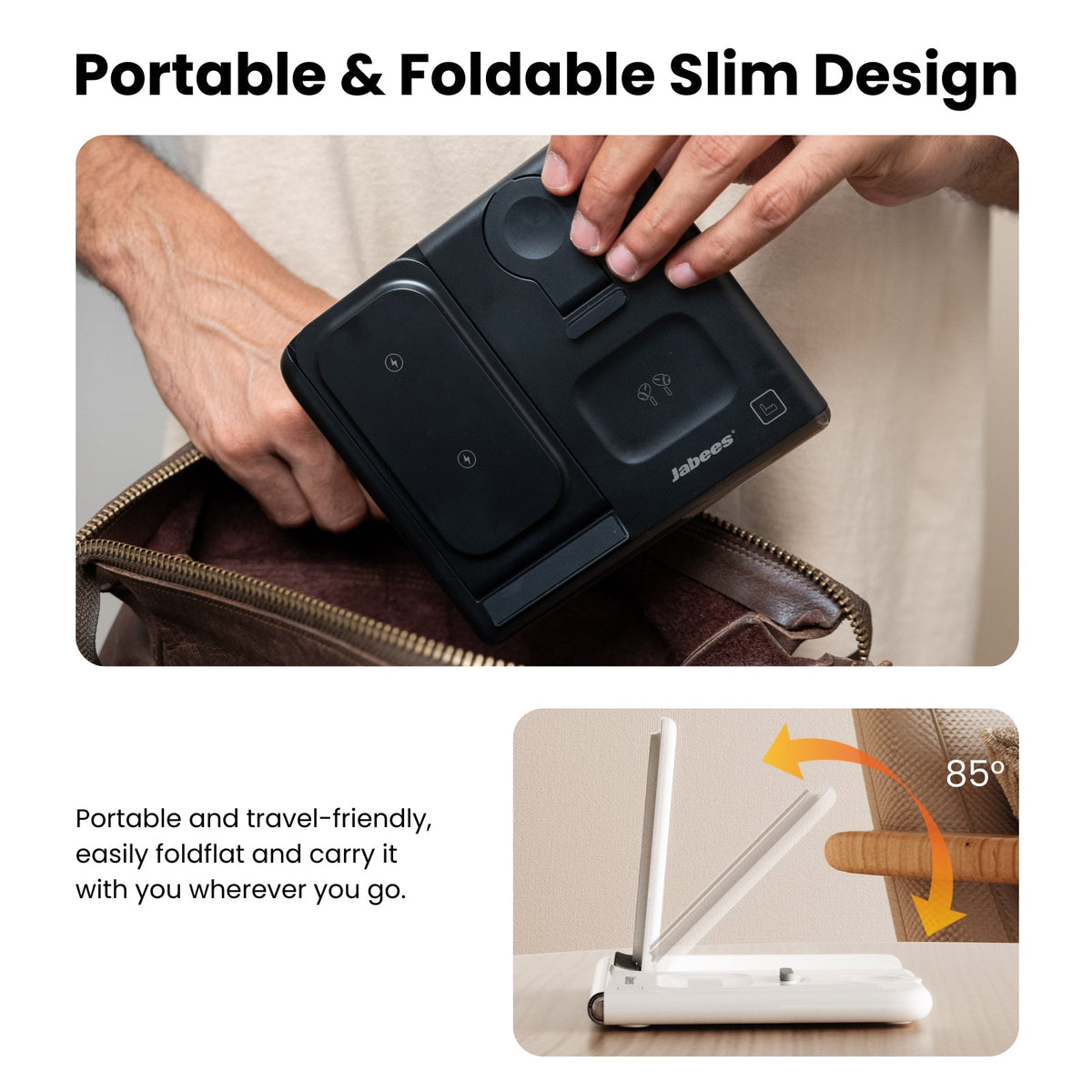 Jabees PowerGlow faltbares 4-in-1-Wireless-Ladegerät mit LED-Licht