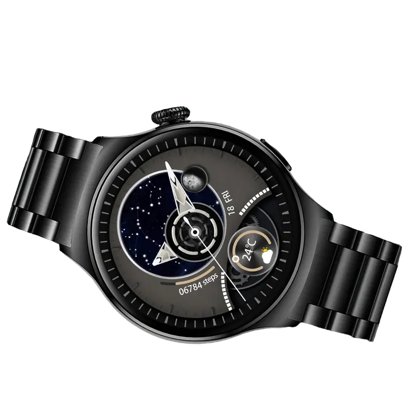 Sportliche Smartwatch mit großem Display für Herren, schwarz