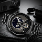Sportliche Smartwatch mit großem Display für Herren, schwarz
