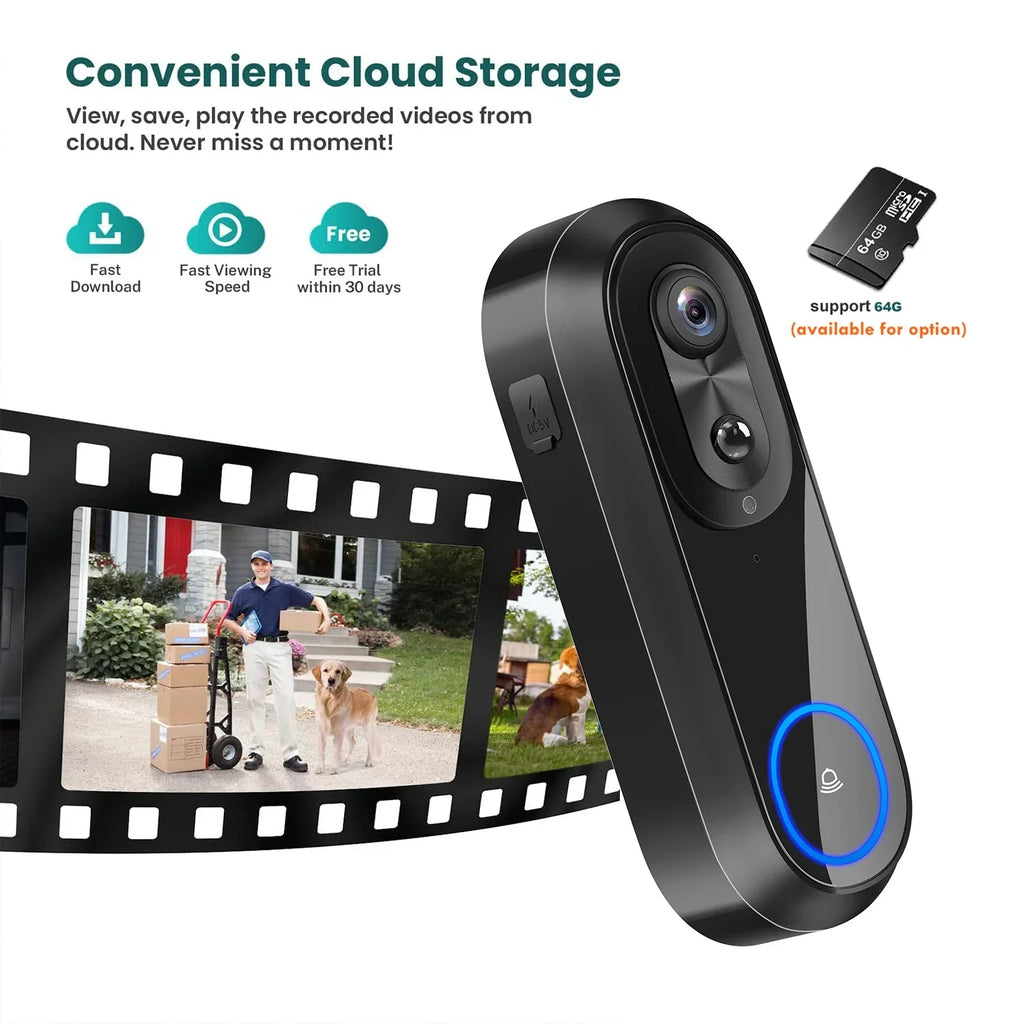 Smarte Wi-Fi-Türklingel mit 1080p-Kamera