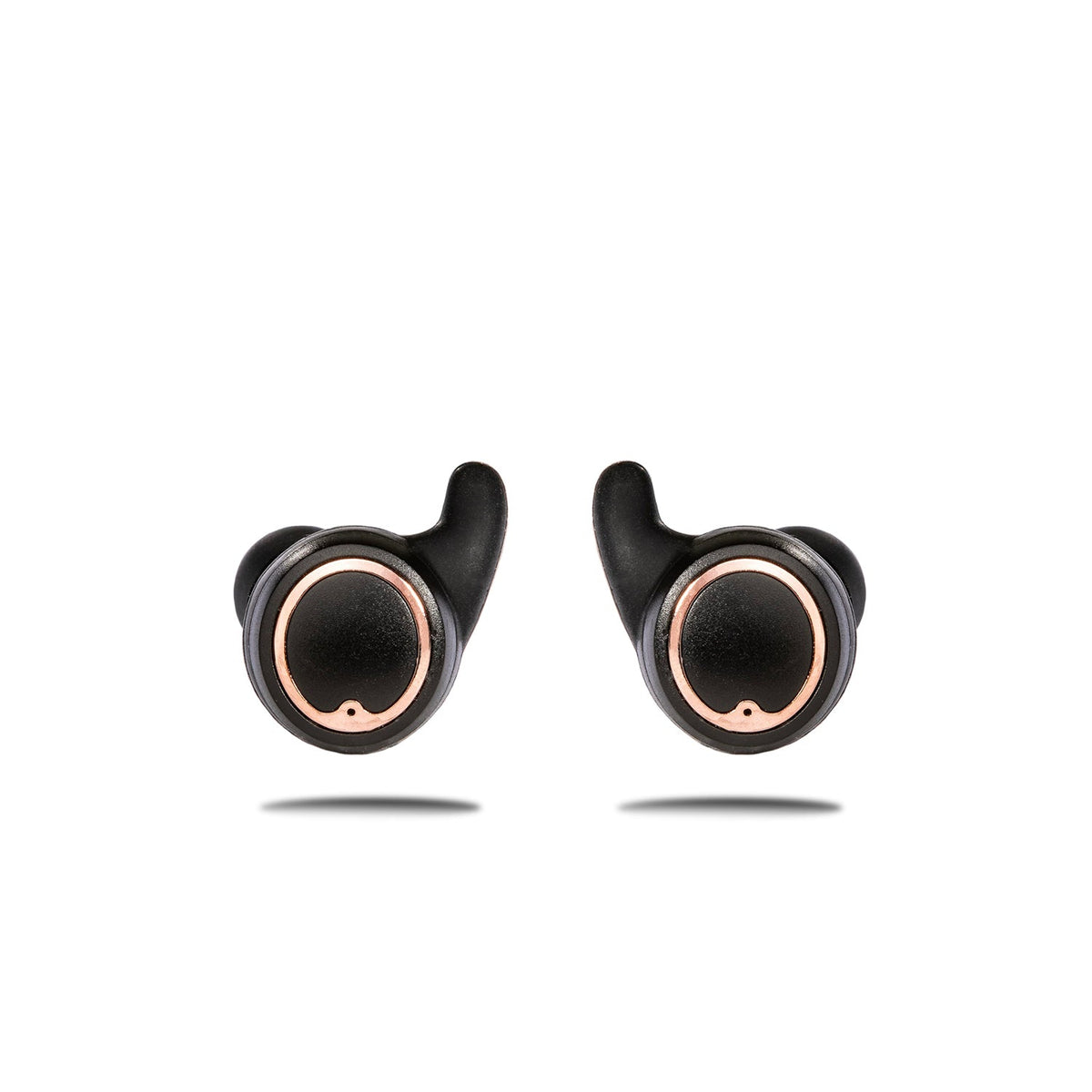 Matte black and rose gold AIR Active 2.0 sports earbuds