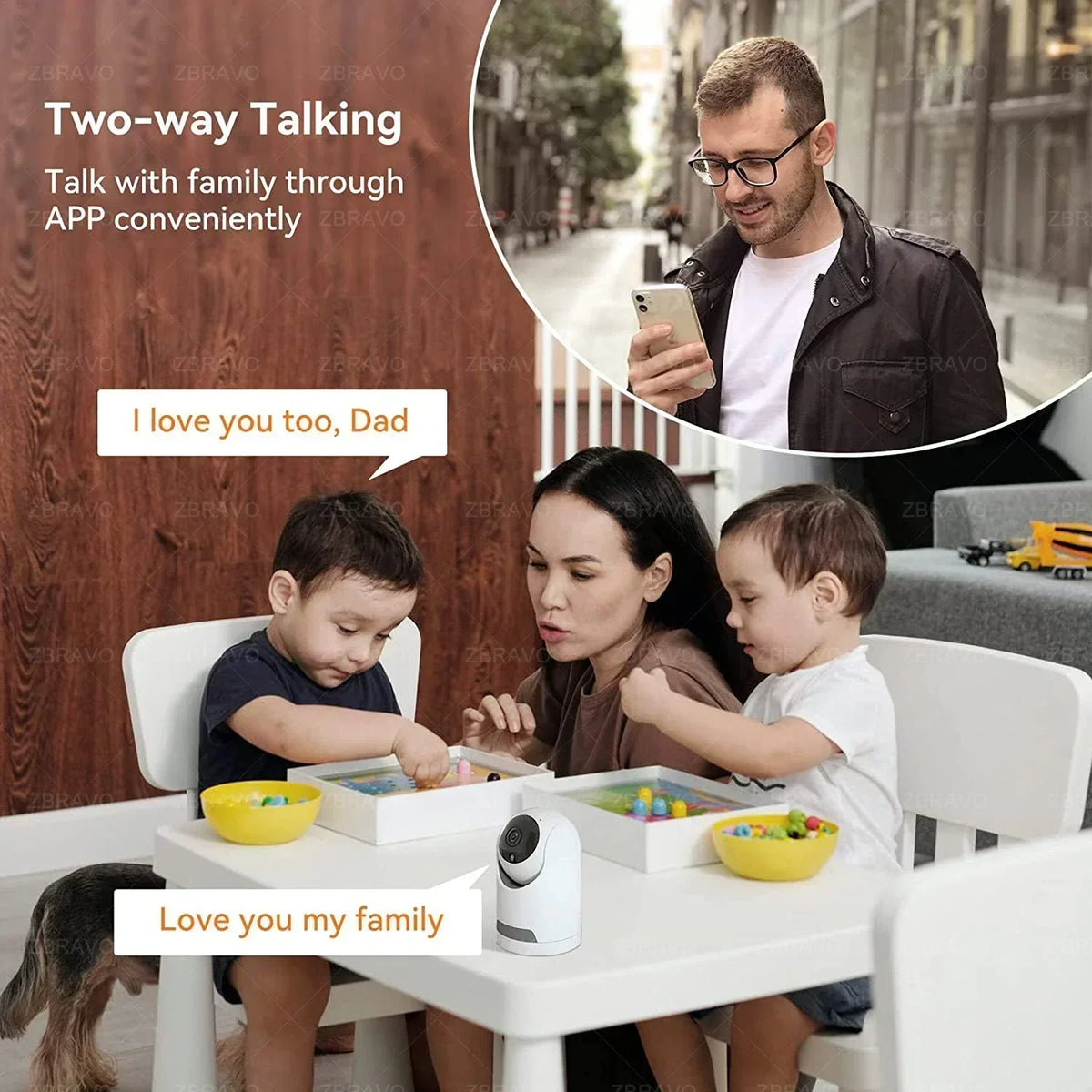 Mini-caméra Wi-Fi à vision nocturne avec fonction babyphone