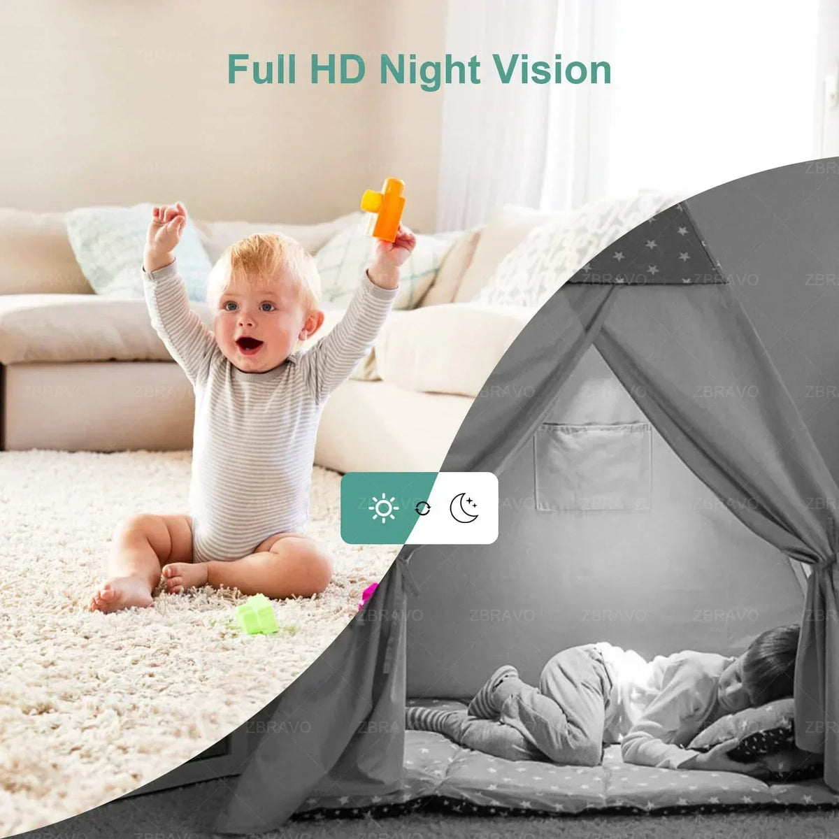 Mini-caméra Wi-Fi à vision nocturne avec fonction babyphone