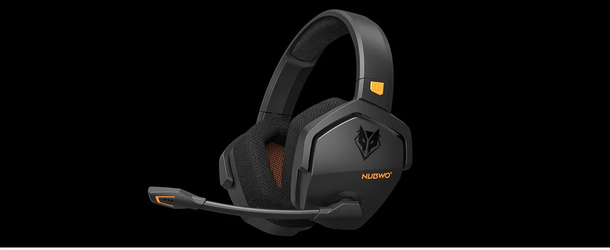 Orange wireless gaming headphones with two connection modes