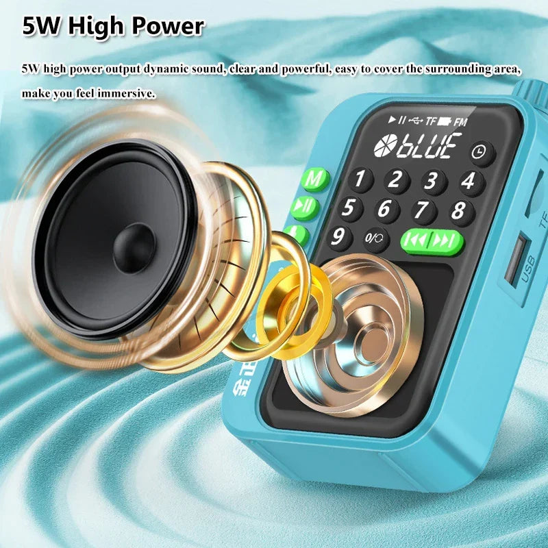Mini Portable FM Radio Rechargeable Blue-1