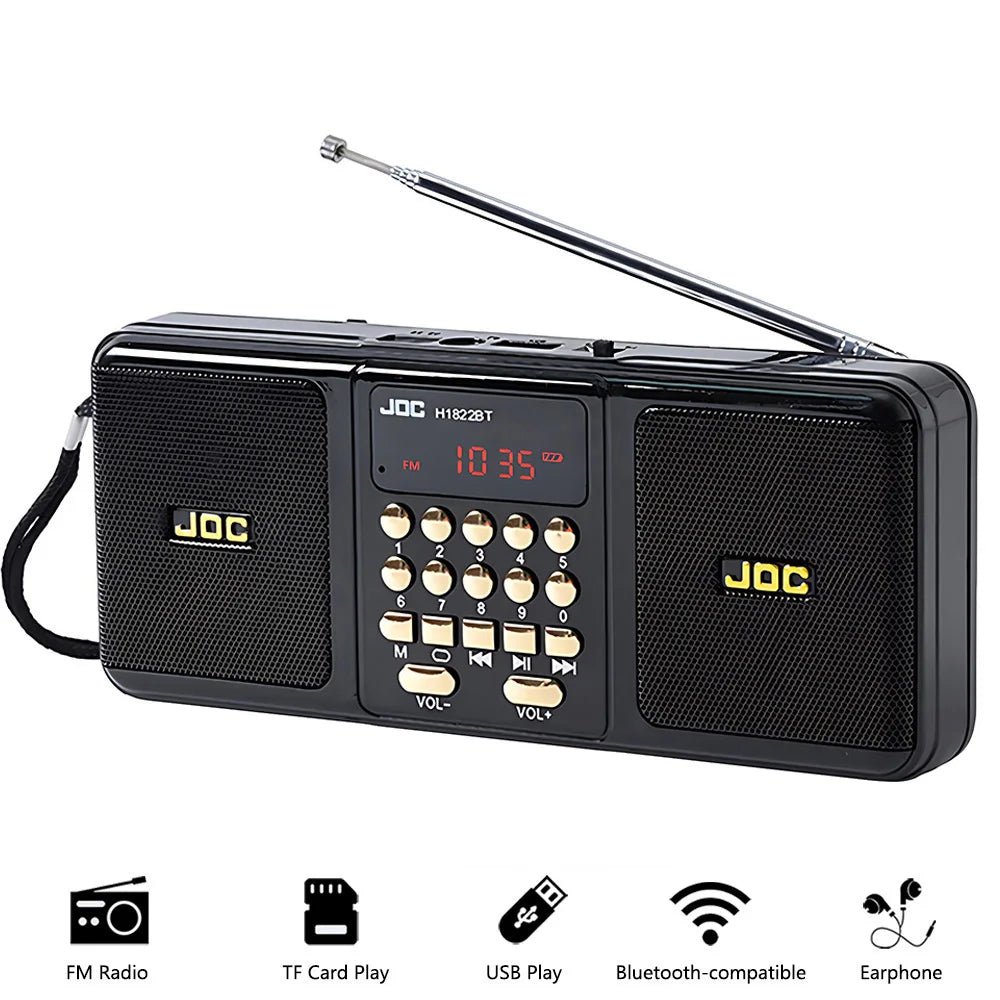Portable FM Radio Bluetooth Speaker Black-1