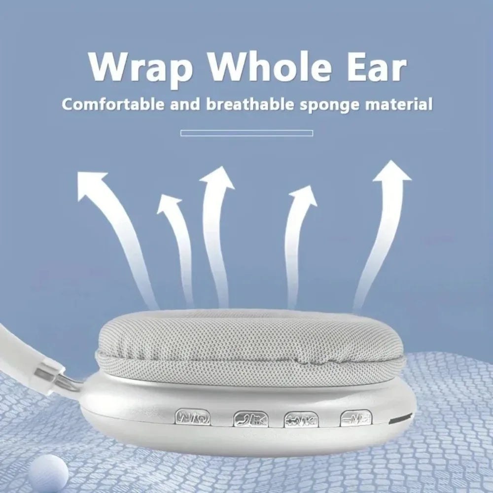 White wireless Bluetooth over-ear headphones
