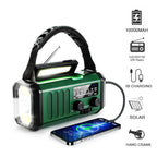 Solar-Notfallradio mit 10.000 mAh und Kurbel, grün