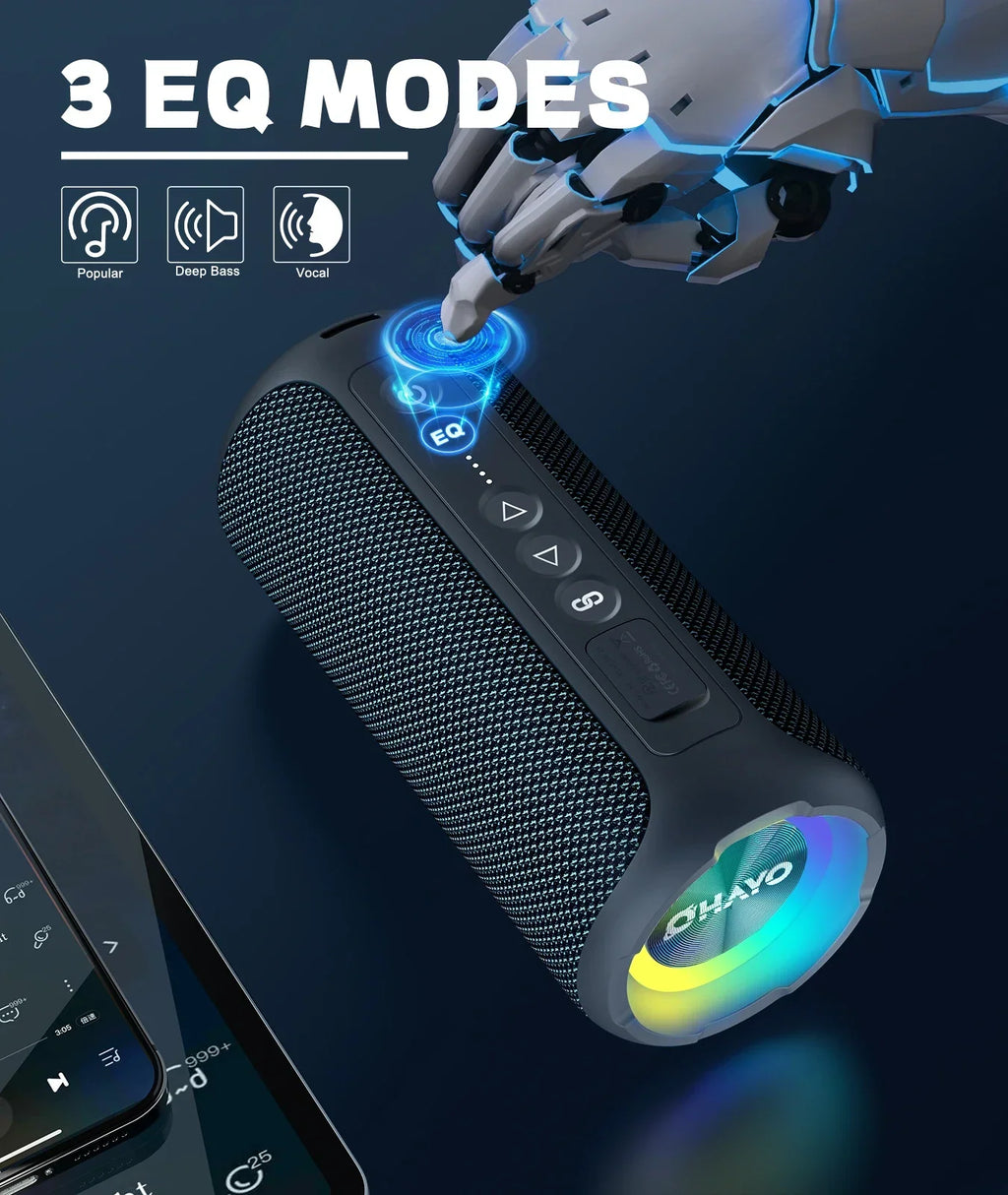 Enceinte Bluetooth stéréo de 40 W, noire