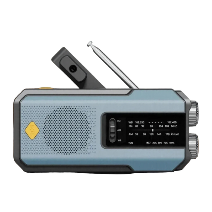 Solarbetriebenes Notfallradio mit LED-Taschenlampe, blau