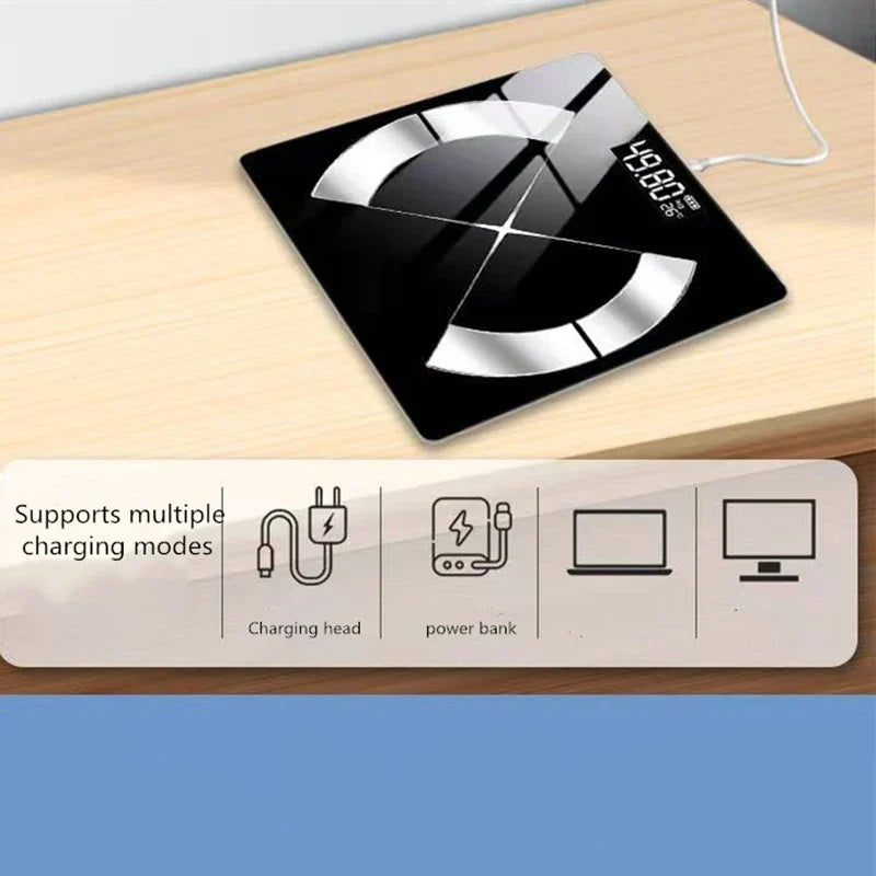 Smarte Bluetooth-Waage zur Messung des Körperfettanteils, schwarz