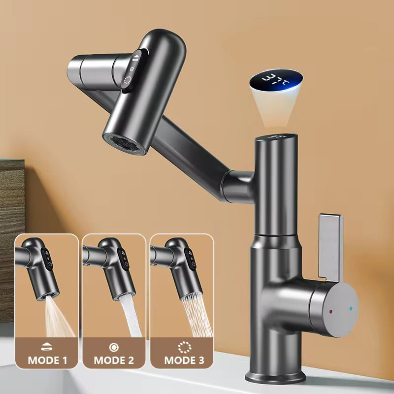 Smart rotating LED basin tap