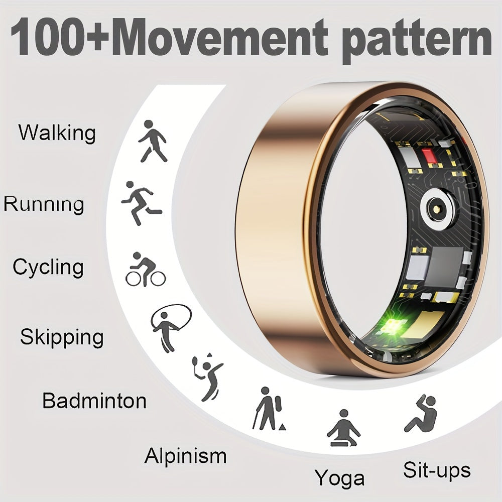 Gold smart fitness ring with charging case