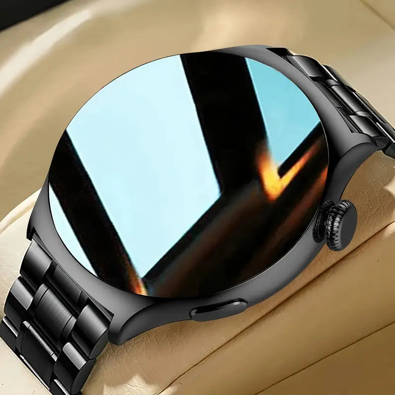 Sportliche Smartwatch mit großem Display für Herren, schwarz
