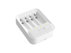 Chargeur de piles Techancy MM5420 à 4 emplacements AA/AAA Ni-MH de 1,2 V avec LED, blanc