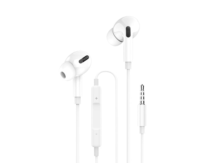 Écouteurs filaires Techancy TD8036 de 3,5 mm avec microphone, blancs