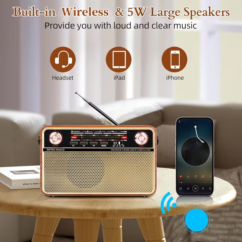 Tragbares AM/FM/SW-Radio mit USB, TF und AUX