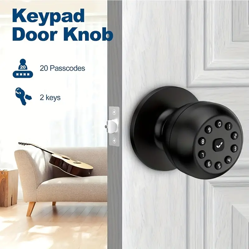 Smart keyless door lock with numeric keypad